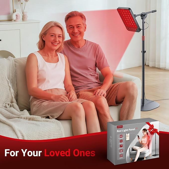 Comfytemp 55W Red Light Therapy for Face & Body, 143mW/cm² at 6 in Powerful Near Infrared Light Therapy Lamp, 660nm & 850nm LED Light Panel with Adjustable Stand Home Use, Gifts for Women Men Mom Dad Comfytemp