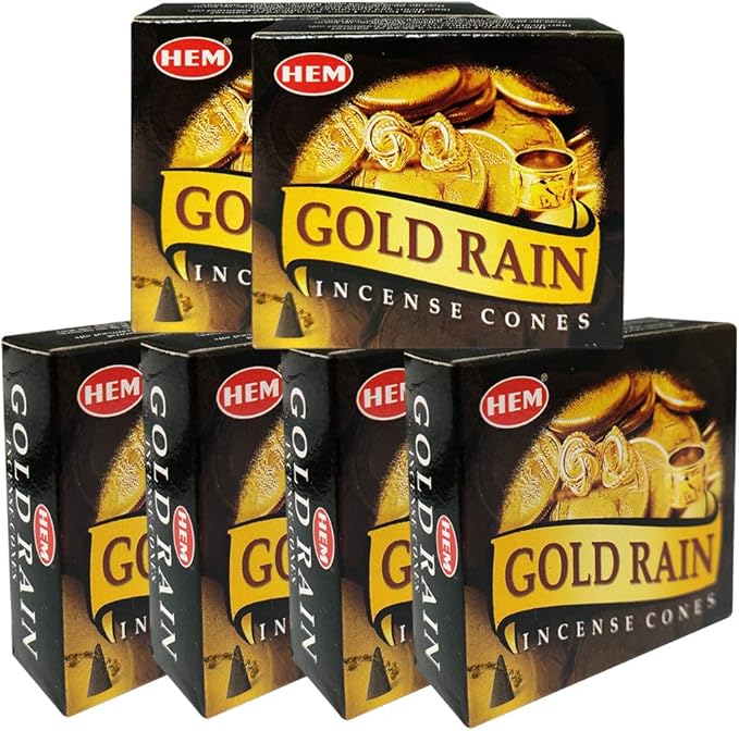 TRUMIRI Incense Cone Holder Bundle with Hem Gold Rain Incense Cones - Pack of 6 (Approx 60 Cones)