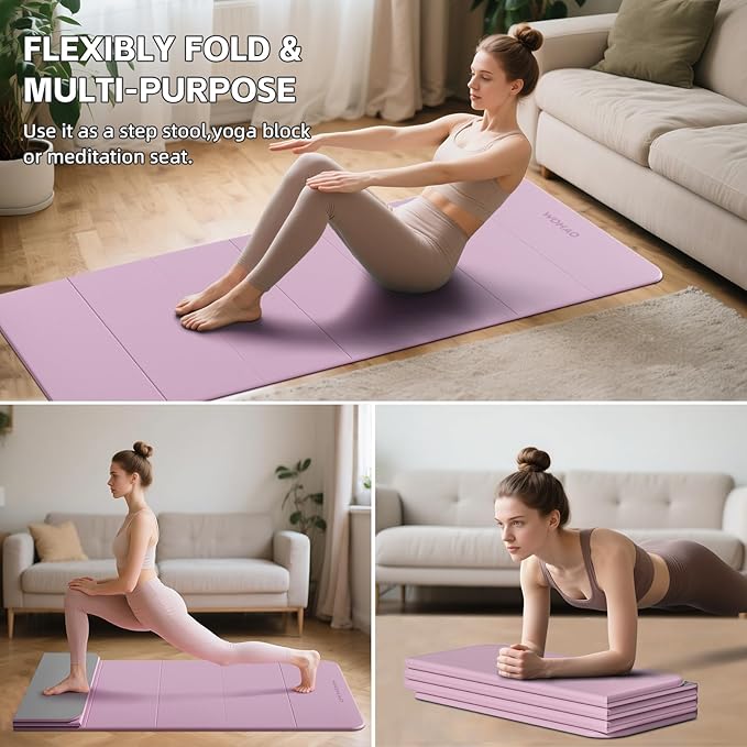 7-Fold Yoga Mat 70"x24" - 1/2 Inch Thick Folding Exercise Mat, Compact Non-Slip TPE Mat for Travel, Storage, Yoga & Home Gym, Lightweight & Portable - Bloomnest