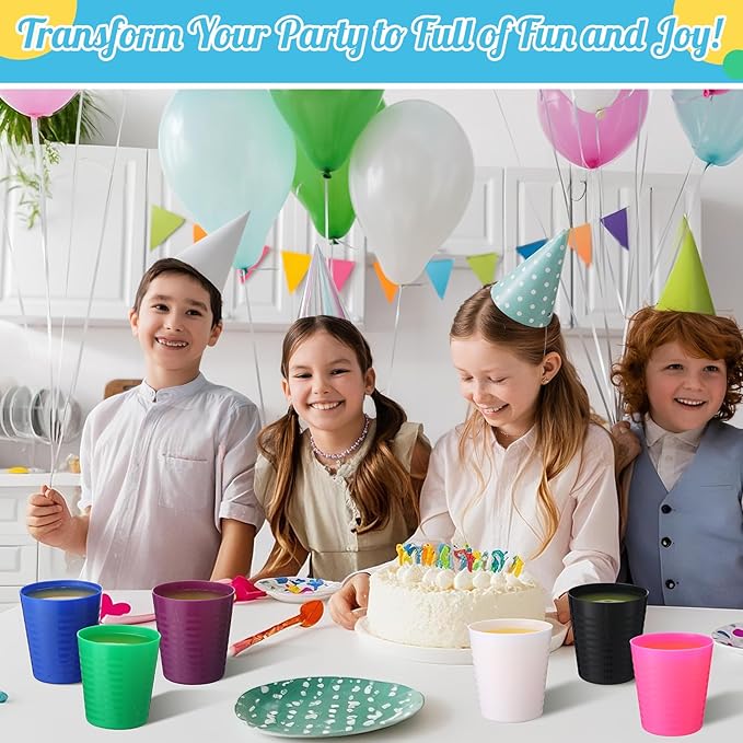 Eccliy 36pcs Kids Cups 8 oz Unbreakable Plastic Stackable Juice Reusable Tumblers Bulk Plastic Drinking Cups for Toddlers Baby Kids, Dishwasher Safe, 6 Colors(Classic color) - Bloomnest