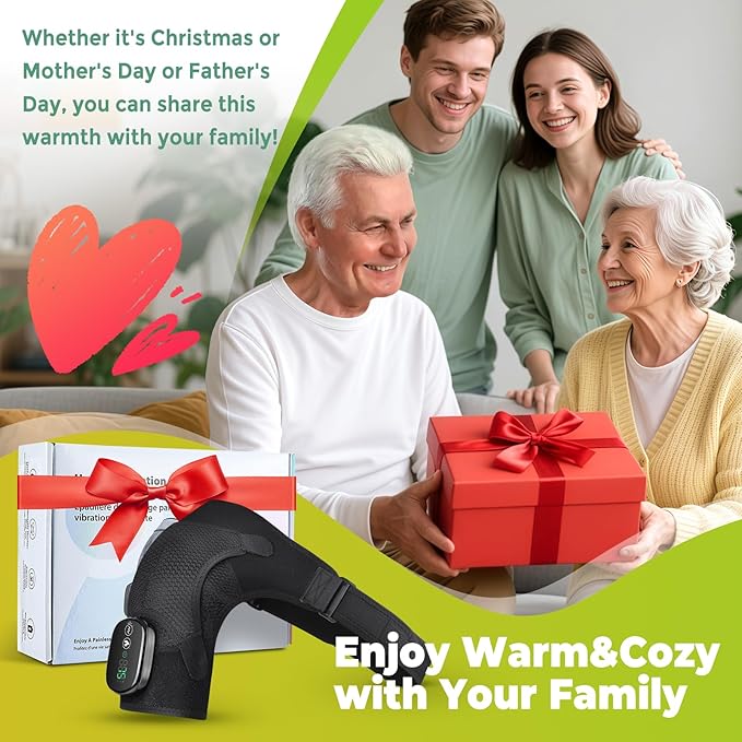 Cordless Shoulder Heating Pad,Heating Pad for Shoulders Heating Pad with Massage,Left Right Heated Shoulder Wrap Brace Chrismas Birthday Gift for Men Women (Black) - Bloomnest