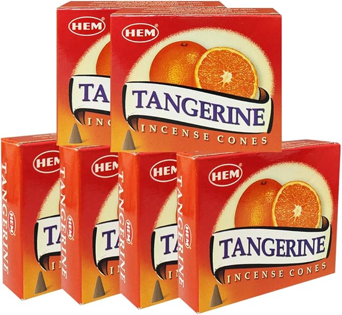 TRUMIRI Incense Cone Holder Bundle with Hem Tangerine Incense Cones - Pack of 6 (Approx 60 Cones) TRUMIRI