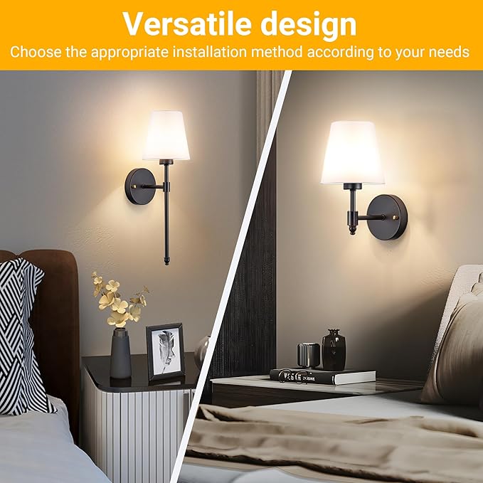 Battery Operated Wall Sconce: Peel and Stick Adhesives Stick On Non Drill Wall Light, Rechargeable Wireless Wall Lamp with Battery Corn Bulb for Bedroom Wall Decor - Bloomnest