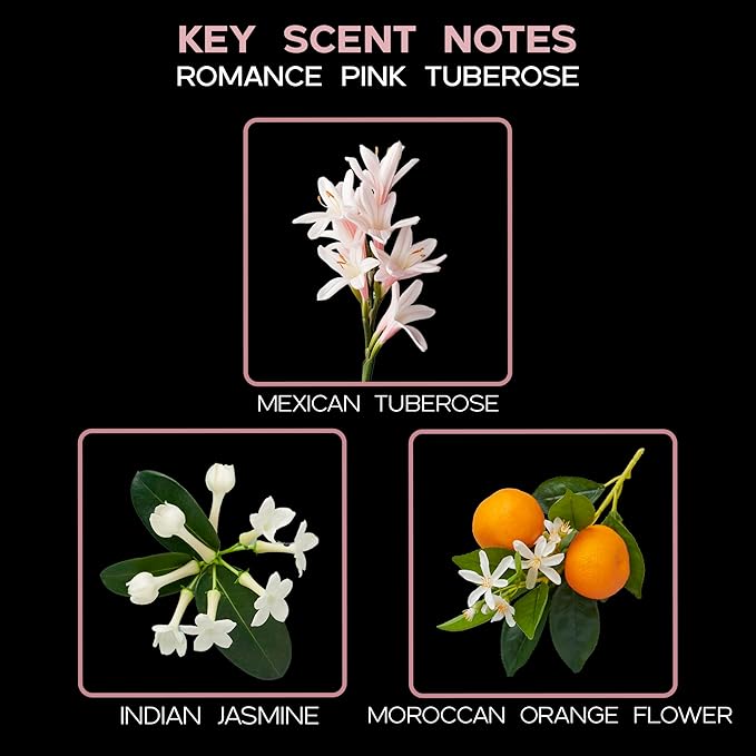 LOVSPA Romance Pink Tuberose Diffuser Oil - Luxury Essential Oils for Diffuser Refill & Air Freshener Room Spray - Long-Lasting & Natural Home Fragrance, Scented Oil for Diffusers, USA Made, 4oz - Bloomnest