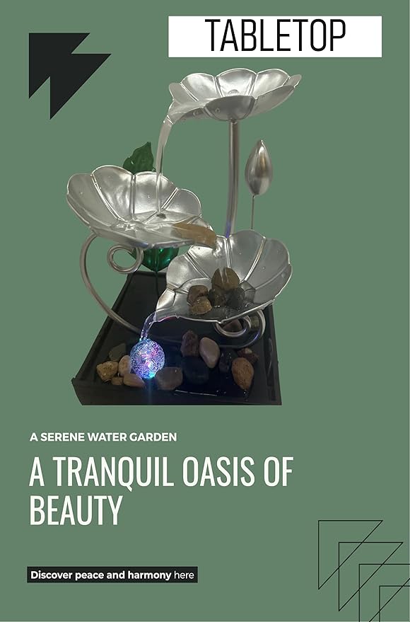 Tabletop Water Fountain with LED Light – Indoor Zen Décor with 3-Tier Design, Natural River Stones for Office, Home 8inch Tall - Bloomnest