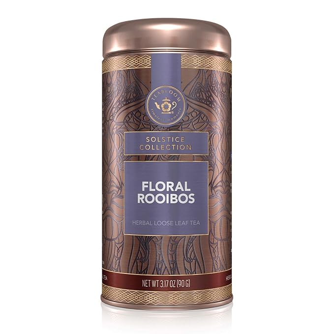 Teabloom Herbal Tea, Floral Rooibos Loose Leaf Tea, Rooibos Blend with Floral Flavors and Scent, Kosher Certified, 3.17 oz/90 g Canister Makes 35-50 Cups - Bloomnest