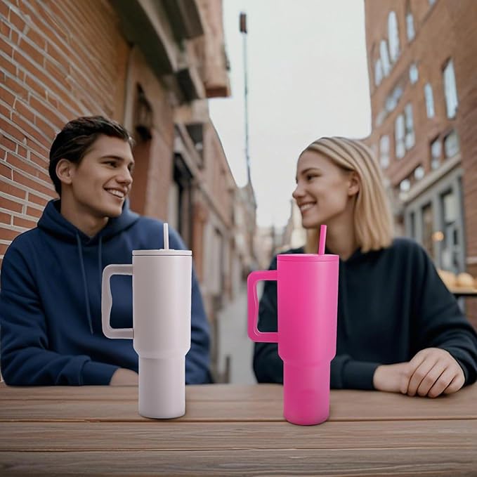 40 oz Tumbler with Handle, 304 Stainless Steel Leak Proof Cup, Thermal Cups for Hot and Cold Drinks, Tumblers with Lids and Straws - Bloomnest