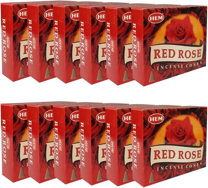 TRUMIRI Red Rose Incense Cone Bundle: 14 Sets of 12 Packets (120 Pieces) with Incense Holder TRUMIRI