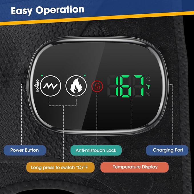 Cordless Shoulder Heating Pad with Massage, Heated Shoulder Wrap with Massage for Rotator Cuff Shoulder Brace, Shoulder Massager for Pain Relief Deep Tissue, Black - Bloomnest