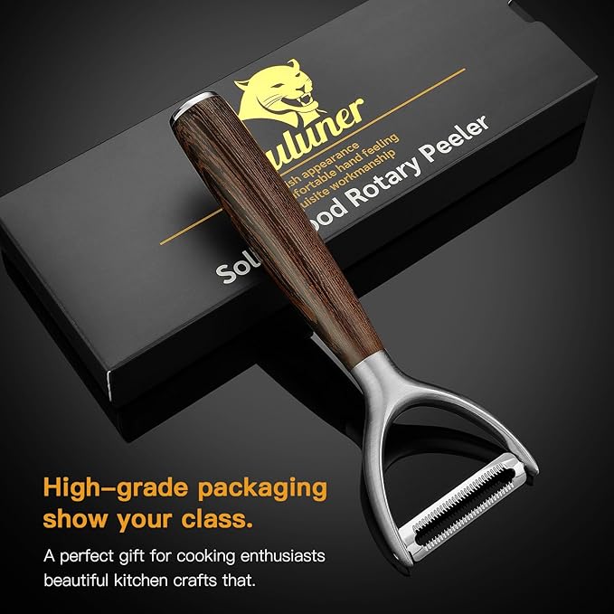 Serrated Blade Premium Y Type 304 Stainless Steel Multifunctional Kitchen Peeler Real Wood Handle Ultra Sharp Blade Vegetable Potato Apple(Wenge) - Bloomnest