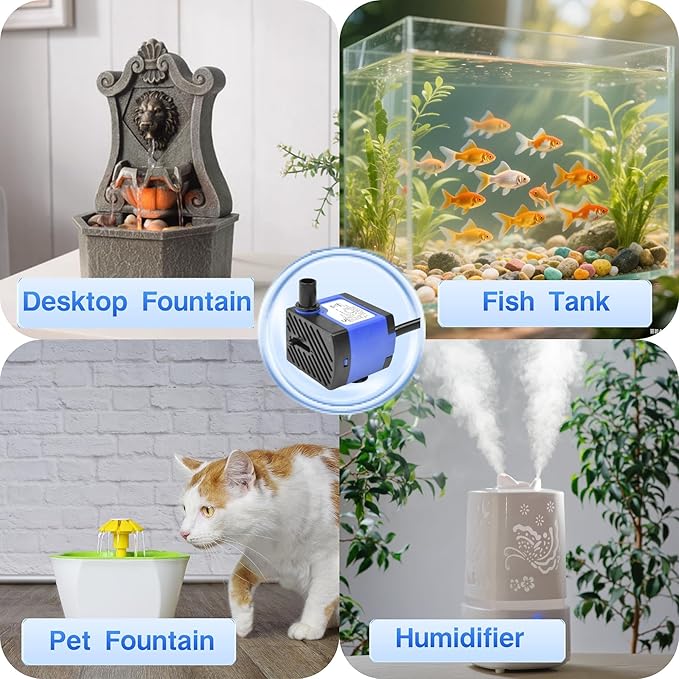 CONQUERALL 2.5W Mini Fountain Pump 42GPH Submersible Outdoor 1.48ft Head for Nano Fish Tanks - Bloomnest