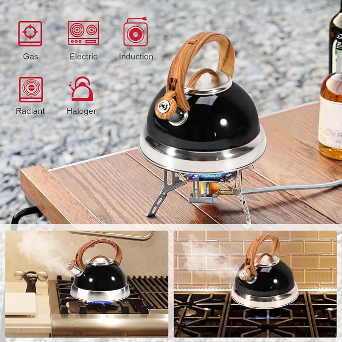 GGC Whistling Tea Kettle for Stove Tops, 3.1QT/3L Tea Kettles for Boiling Water Coffee or Milk, Stainless Steel Tea Pot with Anti-Heat Handle and Simple Touch Button to Control Kettle Outlet - Bloomnest
