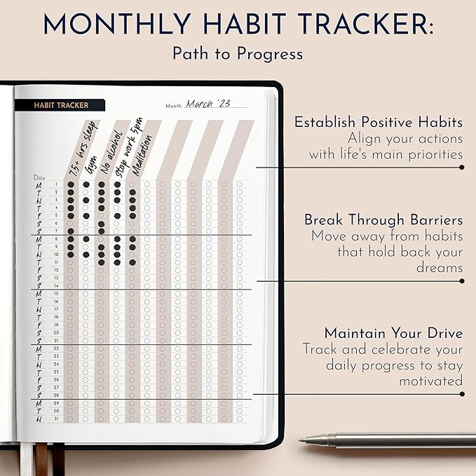 RYVE Gratitude Journal for Men – 6-Month Guided Mindfulness Journal with Prompts, Daily Writing & Reflection, Mindfulness Gifts for Men - Bloomnest