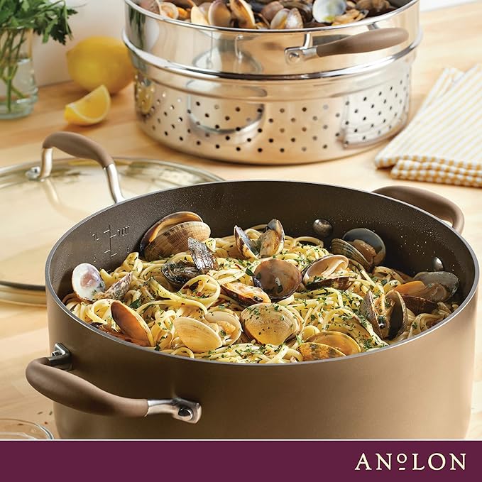 Anolon Advanced Home Hard-Anodized Nonstick Open Stock Cookware (8.5 Qt. Wide Stockpot, Bronze) - Bloomnest