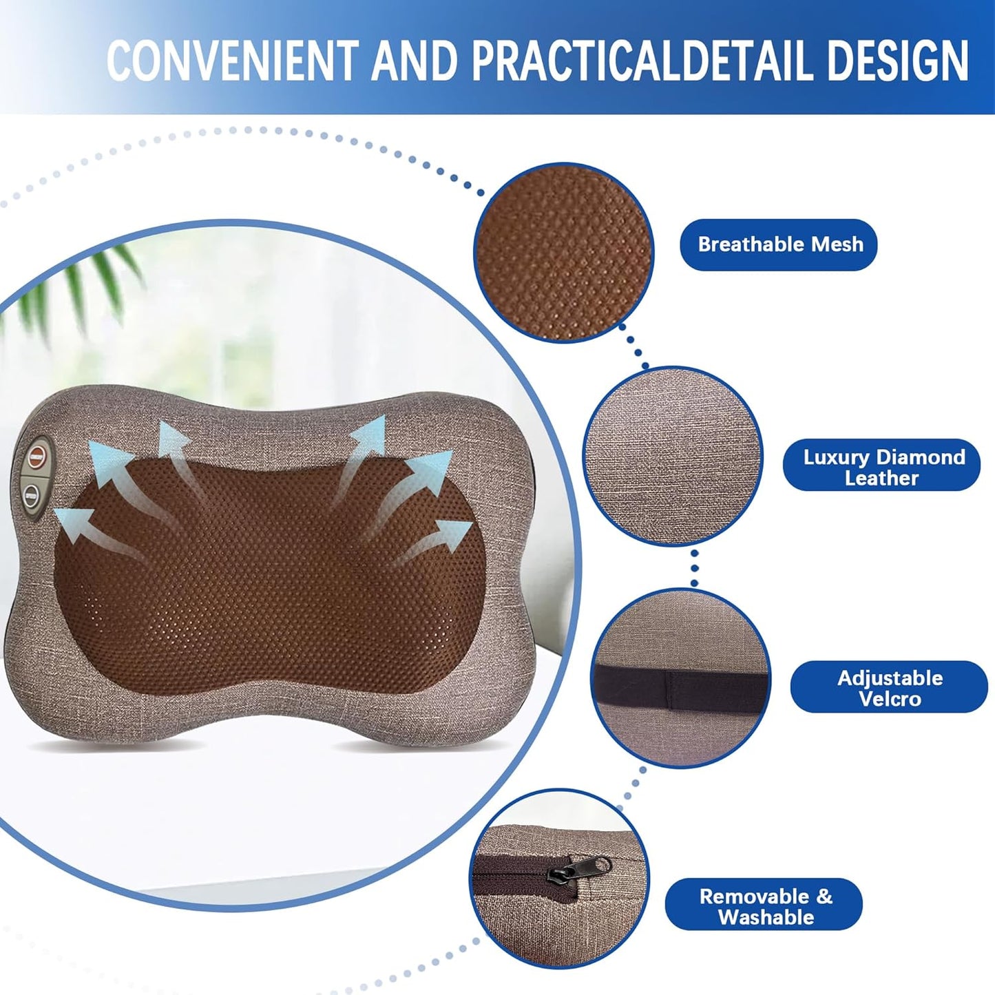 Joyset Neck Massager with Heat, 3D Shiatsu Massager for Back and Shoulder Pain, Portable Neck Massage Pillow, Gift for Men Women Use at Home, Office, Car