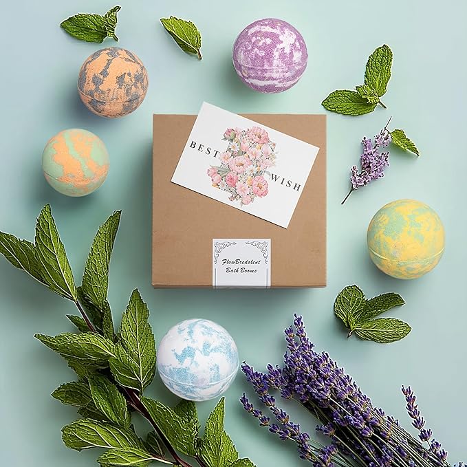 Bath Bombs for Women, 9pcs Handmade Bubble Bath Bombs with Natural Essential Oils, Coco Butters, Holiday Gift for Mother, Wife, Girlfriend, Floral Scents, Rich Bubble and Relaxing Spa - Bloomnest