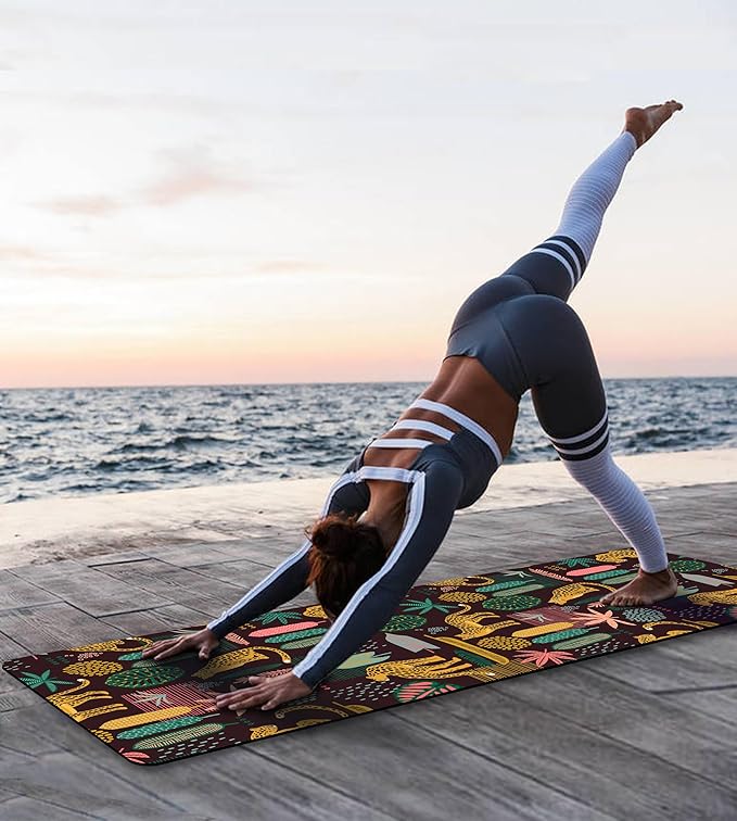 Non Slip Yoga Mat TPE Workout Mat for Men Women, Thick Workout Mat with Carrying Strap, Fitness Mats for Exercise, Yoga, Fitness, Pilates, Floor Workouts (72" x 24" x 6mm) - Bloomnest