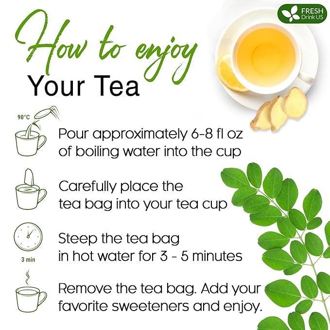 TOG999, Permium Moringa Ginger Herbal Tea β 120 Tea Bags β Caffeine-Free, Smooth & Warming Blend β Pure Ingredients, Sustainably Sourced. No Sugar. No Gluten. Vegan. - Bloomnest
