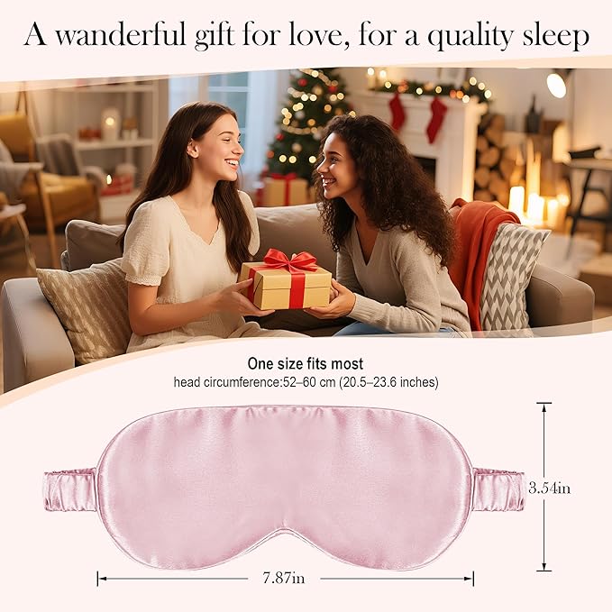 SilkDream 100% Mulberry Silk Sleep Mask Eye Mask for Sleeping 22 Momme Nature 6A Real Silk Gifts for Women&Men Pink