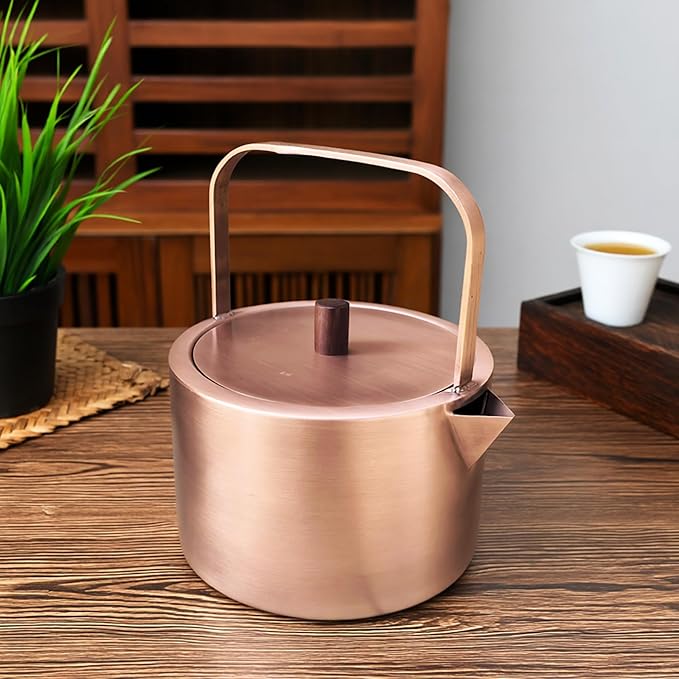 YJX Pure Copper Tea Kettle For Stovetop Safe, Chinese Style Non-Coating Teapot with Stainless Steel Tea Ball For Loose Tea, Durable Tea Pot, 1500ml Kettle - Bloomnest