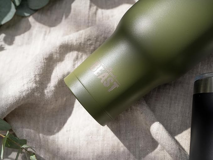 Beast 40 oz Tumbler Stainless Steel Vacuum Insulated Coffee Ice Cup Double Wall Travel Flask (Army Green) - Bloomnest