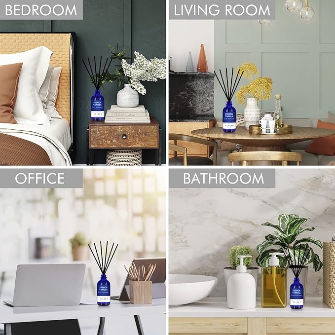 Reed Diffuser Set with Sticks 3.7 Oz, Vanilla, Coconut & Milk Scented Fragrance Oil Diffuser for Home Bedroom & Kitchen, Long-Lasting Room Air Freshener, Mind & Body Aromatherapy, Gift Idea - Bloomnest
