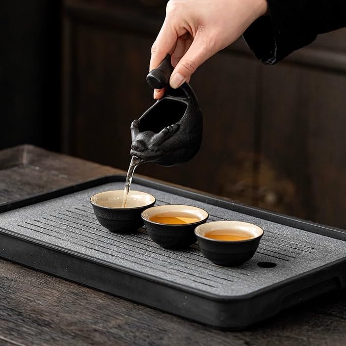 Ceramic Teapot with Infuser Loose Leaf Tea Teapot with 8 cups, Kungfu Tea Sets (Black Dragons) - Bloomnest