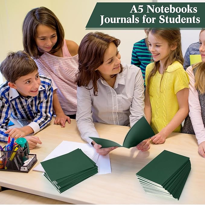 Mimorou 100 Pcs Journals Notebooks Bulk - Kraft Softcover A5 Small Notebooks 5.5 Inch x 8.3 Inch Notepads with 60 Page 30 Sheet for Writing Sketch Travel Office Supplies(Green,Lined) - Bloomnest