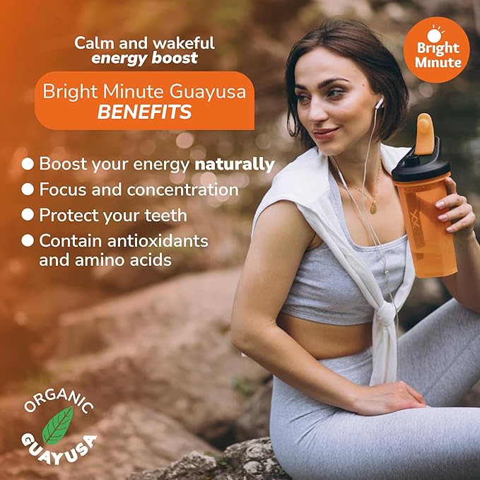Bright Minute Guayusa infusion 50 teabags | Coffee Alternative & Addition | 55mg of natural caffeine per small 1.5G (0.05OZ) bag, Calm and Wakeful Energy Boost! - Bloomnest