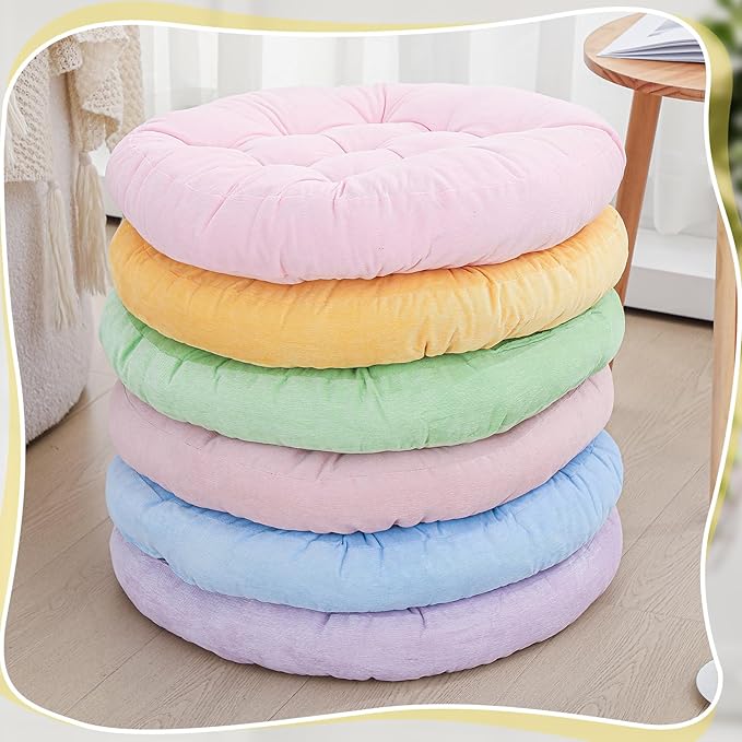 Jerify Round Floor Pillows Cushions 22 x 22 Inch Large Flexible Seating Cushion Classroom Furniture Floor Pillow for Home Daycare Preschool Yoga Meditation Gift (Pastel,6 Pcs) - Bloomnest