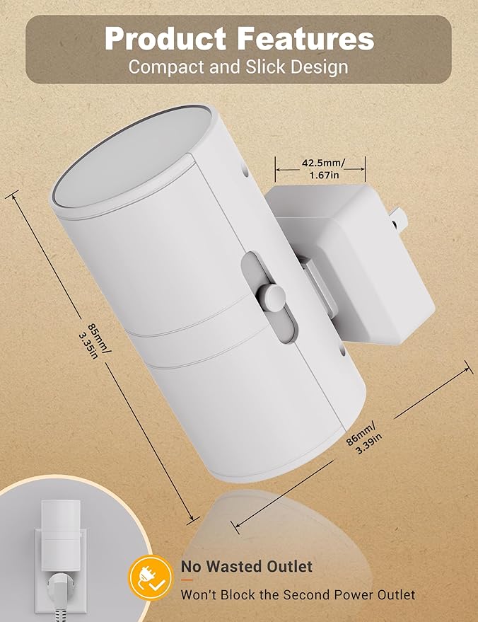 JandCase Night Lights Plug into Wall, Dimmable Night Light Plug in, Modern Night Light Dusk to Dawn Light Sensor, Warm White 3000K, 0-100LM Adjustable Brightness Nightlight for Hallway Bedroom, 4 Pack - Bloomnest