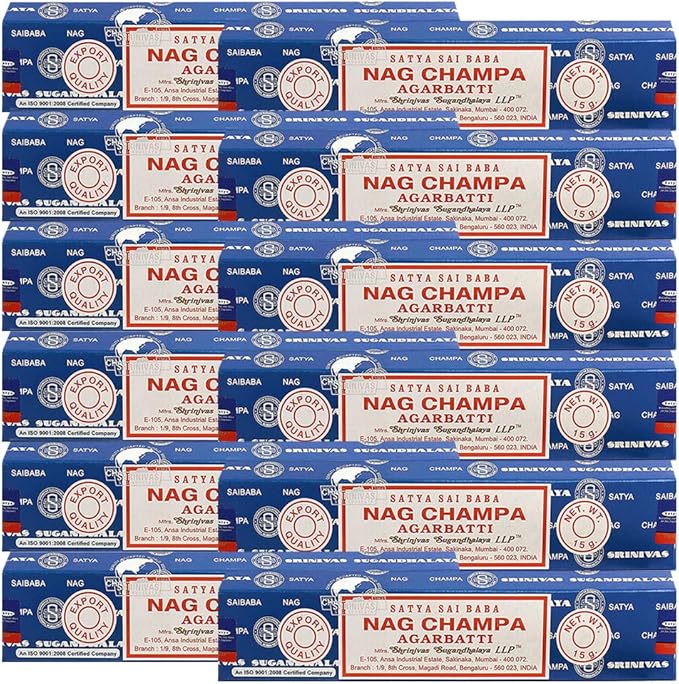 Nag Champa Incense Sticks 15g x 12 and Incense Stick Holder Bundle - Bloomnest