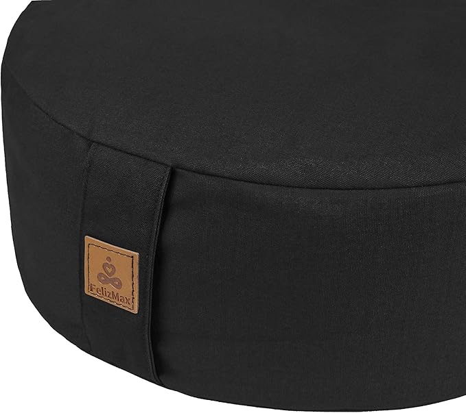 Zafu Buckwheat Meditation Cushion,D=13"/16" H=5.5",Round Zabuton Meditation Pillow,Yoga Bolster Kneeling Pillow Premium Yoga Pillow for Sitting on Floor Zippered Cotton Cover - Bloomnest