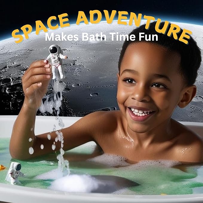 EvolutionUSA Space Bath Bombs for Boys & Girls, 6 Planet Bath Balls with Toy Hidden Inside, Organic Hypoallerganic Childrens Bathbombs, Cosmic Fun Space Surprise, Gift Set Birthday, Christmas, Easter - Bloomnest