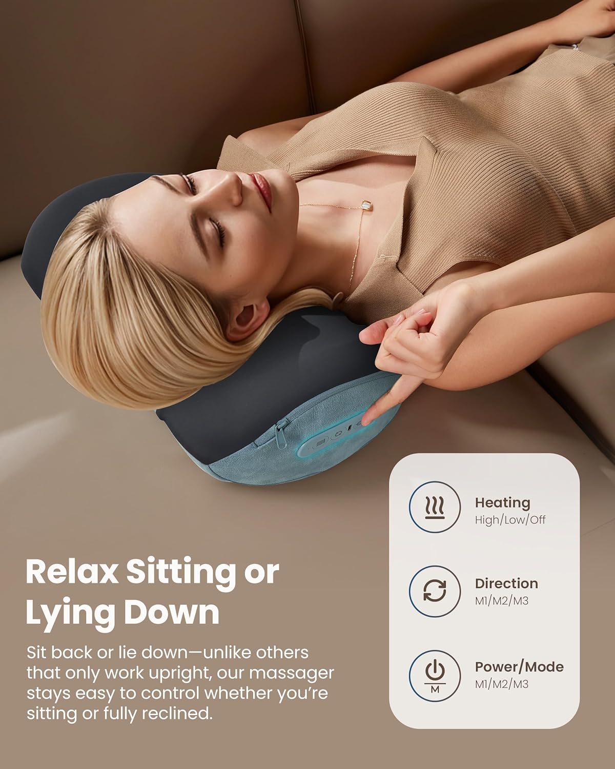 COMFIER Cordless Neck and Back Massager with Heat, Rechargable Massage Pillow for for Neck,Back & Shoulder,Deep Tissue Kneading Back Massager for Home Office,Gifts for Dad,Mom