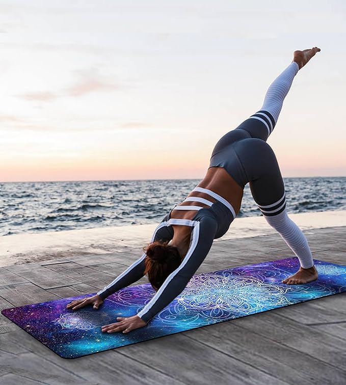 Non Slip Yoga Mat TPE Workout Mat for Men Women, Thick Workout Mat with Carrying Strap, Fitness Mats for Exercise, Yoga, Fitness, Pilates, Floor Workouts (72" x 24" x 6mm) - Bloomnest