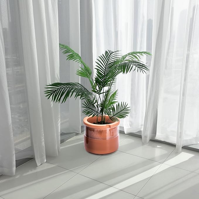 Phoenix Vine 10 Inch Self Watering Planter, White Terracotta Pot for Plants, Indoor Cylinder Terra Cotta Pot with Glass Vase - Bloomnest