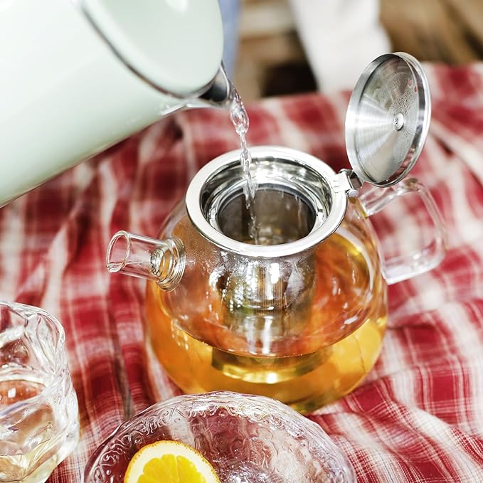 LIBWYS 1000ml(34oz) Glass Teapot, Teapot with Removable Infuser, Stovetop Safe Tea Pot made of Heat-resistant Borosilicate Glass, Blooming and Loose Leaf Tea Maker, Easy to Clean - Bloomnest