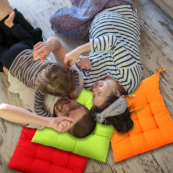 Geetery 12 Pcs Floor Pillows for Classroom Bulk Square Seating Cushions for Floor Chair School Kindergarten Reading Corner, 15.7'' Large Thick Meditation Cushions Yoga Nursery Daycare (Colorful) - Bloomnest