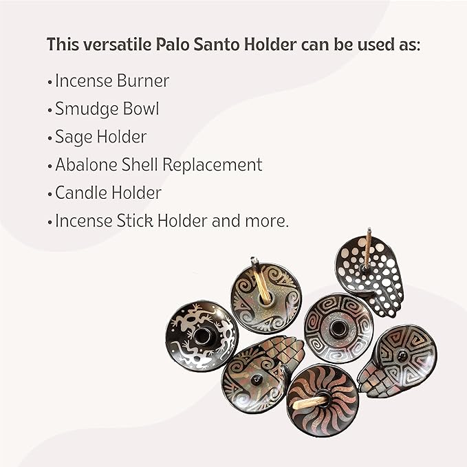 Palo Santo Holder with 5 Sticks - Luna Sundara Handmade Ceramic Incense Burner - Peach Chulucanas Pottery from Peru - Smudge Bowl for Sage - Aromatherapy Gift Set LunaSundara