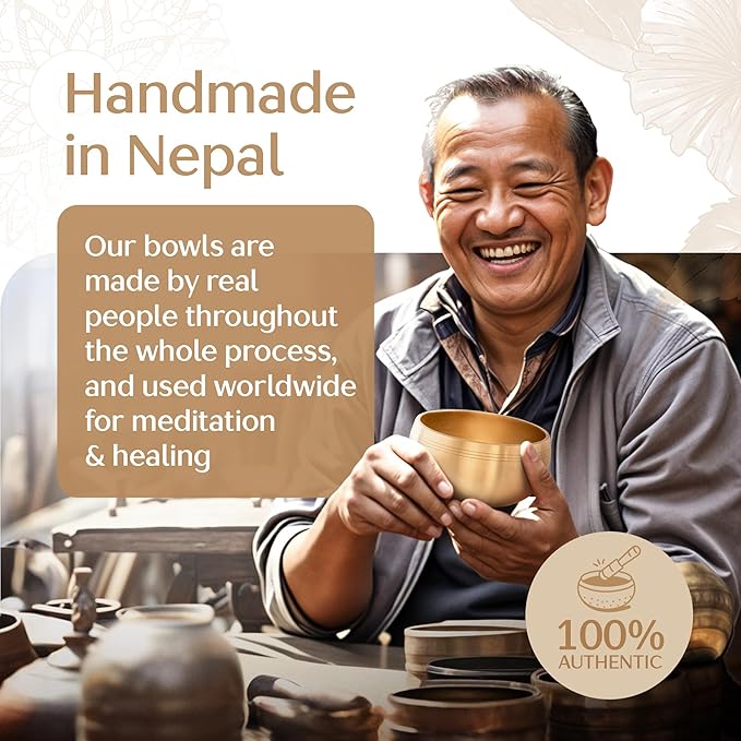 Tibetan Singing Bowl Set – Authentic Plain Design – Sound Bowl & Meditation Bowl with Cushion, Mallet & Guide – Spiritual Decor Enhancements – Mindfulness Gift Set – Chakra Healing Tools - Bloomnest