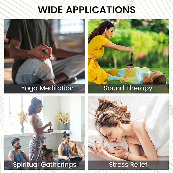 DomeStar Tibetan Singing Bowl Set, Authentic Handmade Meditation Bowl Stress Relief Yoga Set with Striker & Cushion for Sound Therapy, Chakra Healing, Spiritual Gatherings - Bloomnest