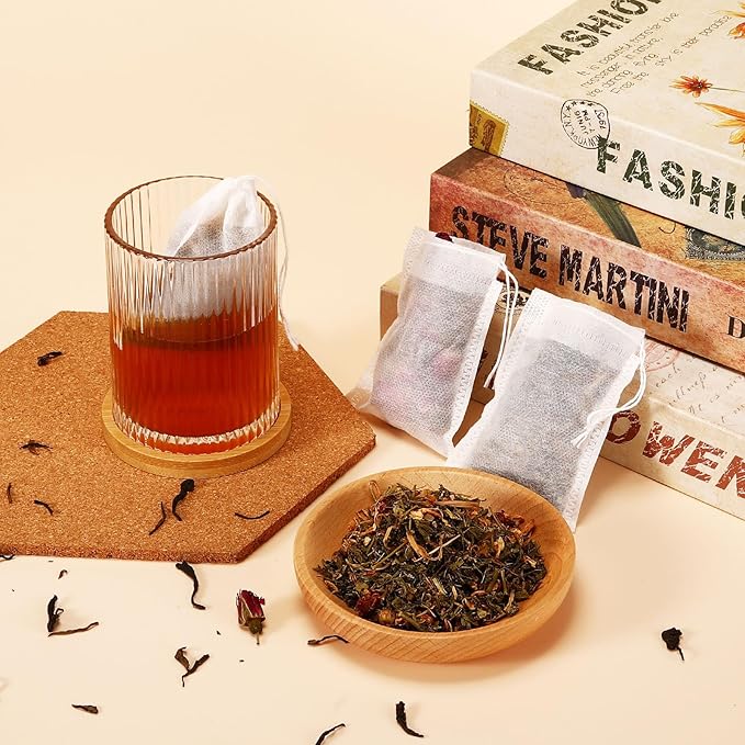 300 Pcs Empty Tea Bags for Loose Leaf Tea, Disposable Large tea Filter Bags with Drawstring Cold Brew Coffee Bag fillable Cloth Diy Empty Tea Sachets for Loose tea, Coffee, Herbs, Spice (4 x 6 inch) - Bloomnest