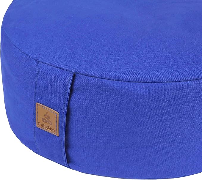 Zafu Buckwheat Meditation Cushion,D=13"/16" H=5.5",Round Zabuton Meditation Pillow,Yoga Bolster Kneeling Pillow Premium Yoga Pillow for Sitting on Floor Zippered Cotton Cover - Bloomnest