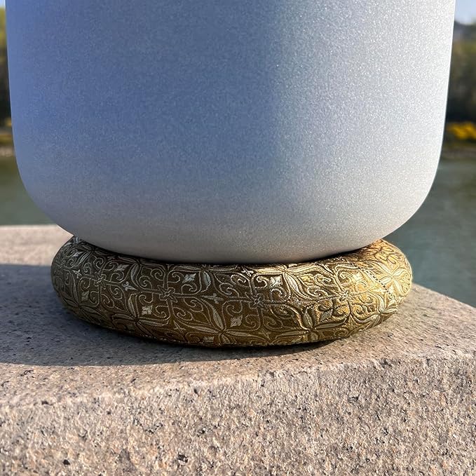 Singing Bowl Cushion for Tibetan Singing Bowls, Handmade Silk Brocade Round Cushion Pillow for Sound Healing and Crystal Sound Bowls Accessories(6.7 Inch,Brown) - Bloomnest