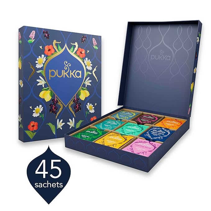 Pukka Premium Herbal Tea Selection Gift Set Box, Ideal Gift For Holidays, Birthdays & Anniversaries, Self-Care Kit for Tea Lovers, 45 Teabags, 9 Delicious Flavors, Caffeine Free - Bloomnest