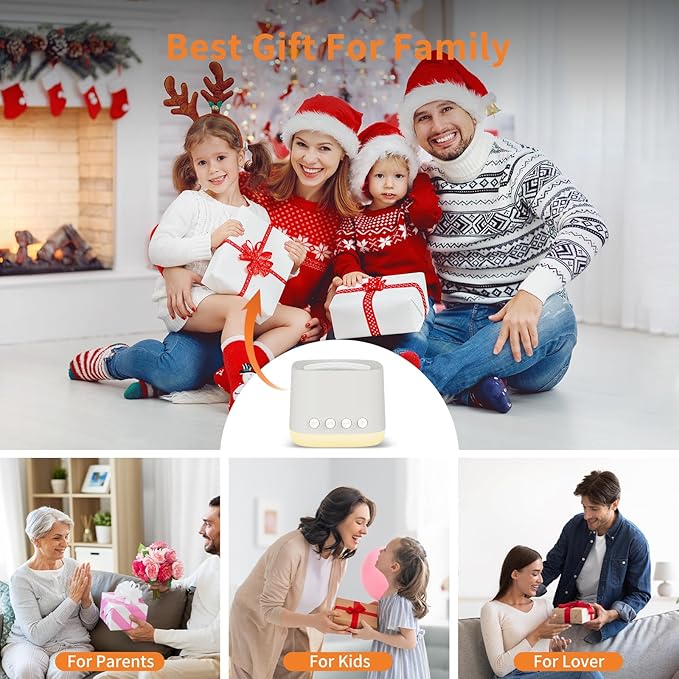 Portable White Noise Machine,Mini Sound Machine for Travel with Breathing Night Light,16 Soothing Sounds,Timer,Rechargeable Brown Noise Machines for Sleeping Adults Gift,Office Privacy,Home (Puttyi) - Bloomnest