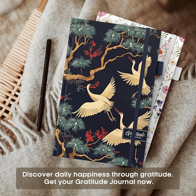 Gratitude Journal for Women – Undated Daily Mindfulness & Manifestation Journal with Prompts for Cultivate Affirmations, Positivity, Self-Care & Happiness - Crane - Bloomnest