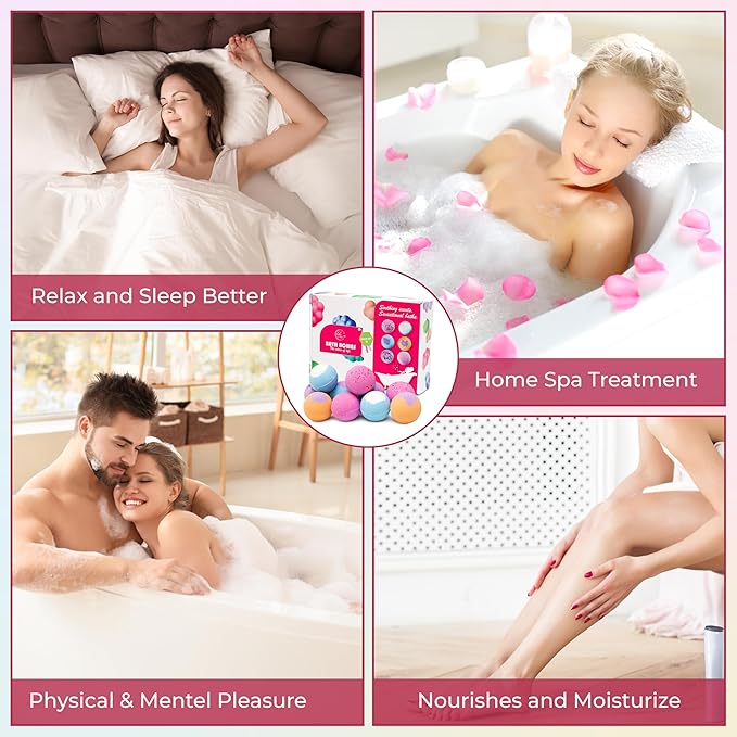 Bath Bombs for Women, Men & Kids – 12 Bath Bomb Gift Set with Shea Butter, Essential Oils & Sea Salt, Moisturizing Spa Aromatherapy, Long-Lasting Fizz, Relaxation & Holiday Gifts - Bloomnest