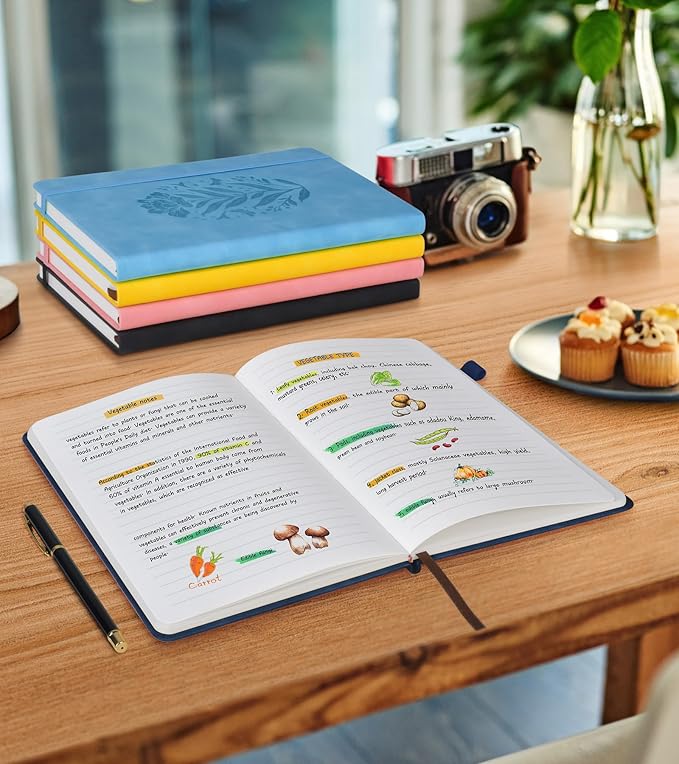 Lined Journal Notebook for Men Women, A5 Leather Journals for Writing, 200 Pages College Ruled Journal Notebook, Travel Daily Journal Notebook for Work School, Note Taking 5.75'' X 8.38'' Grayblue - Bloomnest